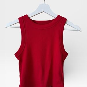 Old Navy Red Ribbed Tank Top - Sleeveless Crew